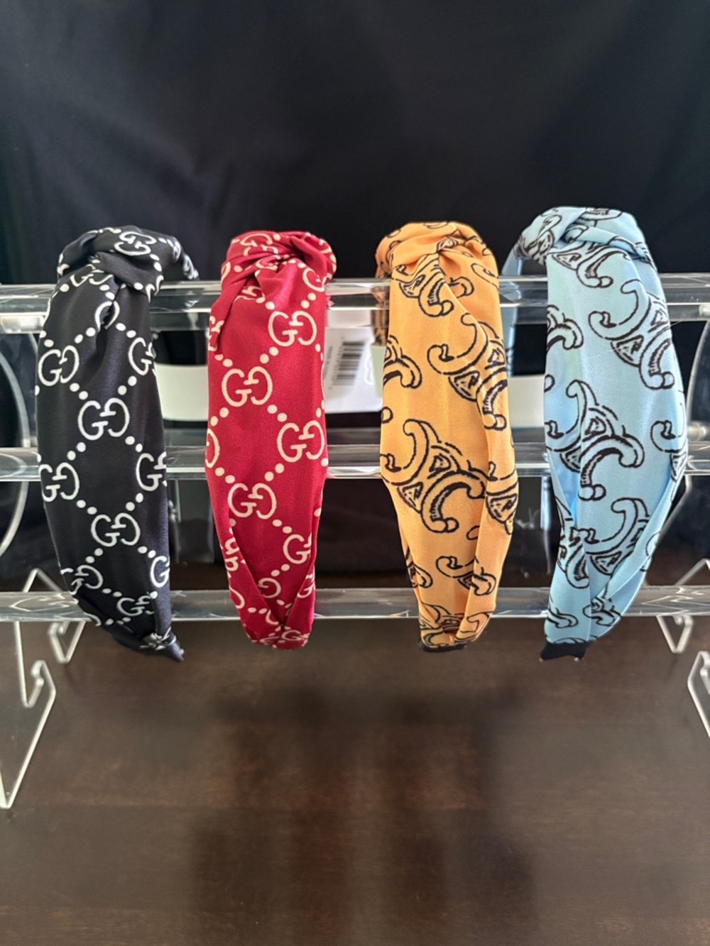 Fashion Knot Headband Set - Black, Red, Mustard, Light Blue Set of 4